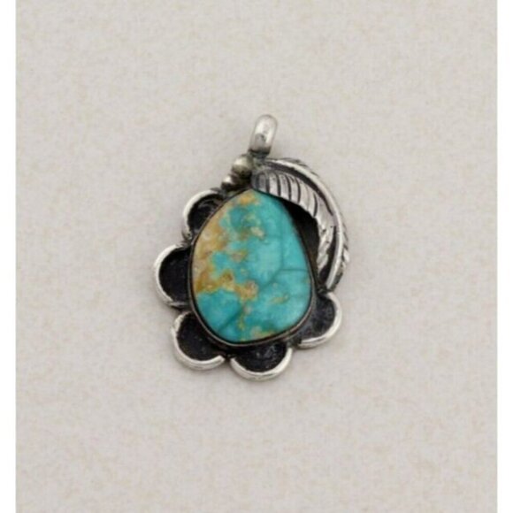 Unbranded Jewelry - Pendant Only Sterling Silver Natural Turquoise Pendant 1 1/4" x 7/8"